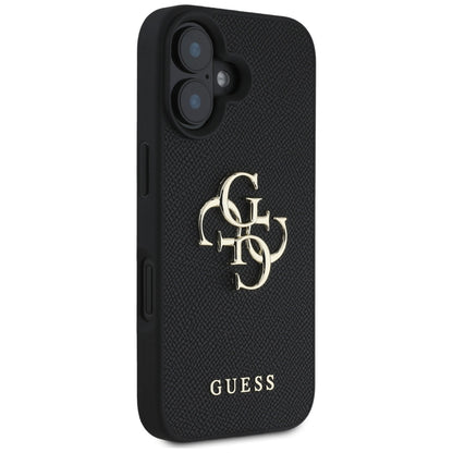 Etui na Apple iPhone 16, Guess, Grained Big 4G Logo Small Classic Logo, Czarne