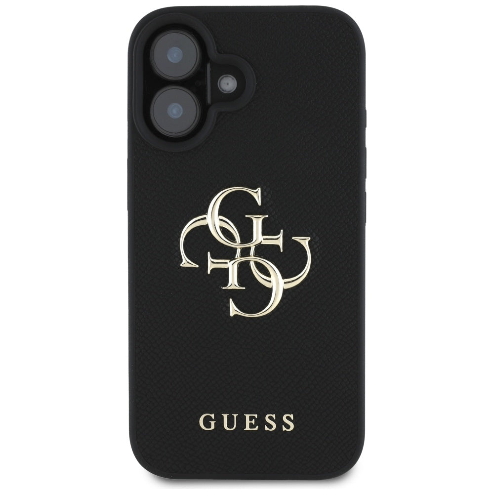 Etui na Apple iPhone 16, Guess, Grained Big 4G Logo Small Classic Logo, Czarne
