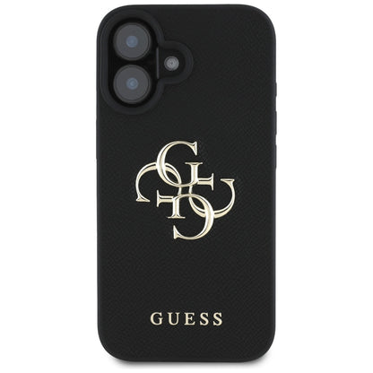 Etui na Apple iPhone 16, Guess, Grained Big 4G Logo Small Classic Logo, Czarne