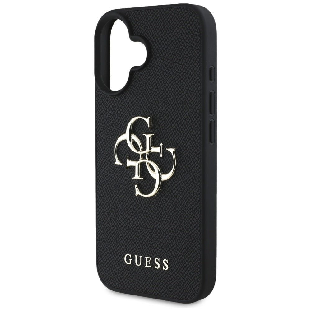 Etui na Apple iPhone 16, Guess, Grained Big 4G Logo Small Classic Logo, Czarne