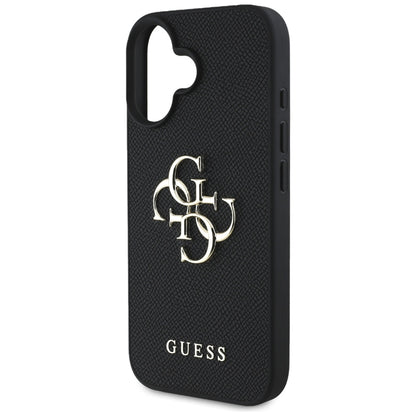 Etui na Apple iPhone 16, Guess, Grained Big 4G Logo Small Classic Logo, Czarne