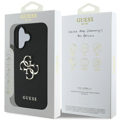 Etui na Apple iPhone 16, Guess, Grained Big 4G Logo Small Classic Logo, Czarne