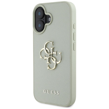 Etui na Apple iPhone 16, Guess, Grained Big 4G Logo Small Classic Logo, Zielony