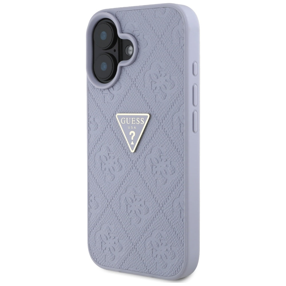 Etui na Apple iPhone 16, Guess, Hot Stamp 4G Pattern Triangle Logo, Jasny Fiolet