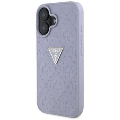 Etui na Apple iPhone 16, Guess, Hot Stamp 4G Pattern Triangle Logo, Jasny Fiolet