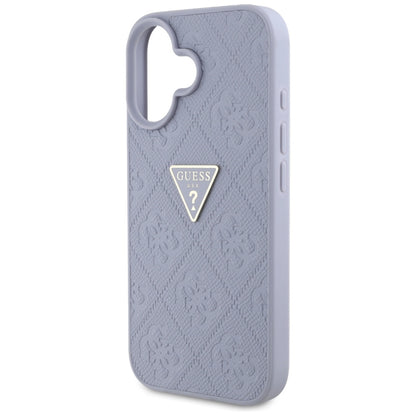 Etui na Apple iPhone 16, Guess, Hot Stamp 4G Pattern Triangle Logo, Jasny Fiolet
