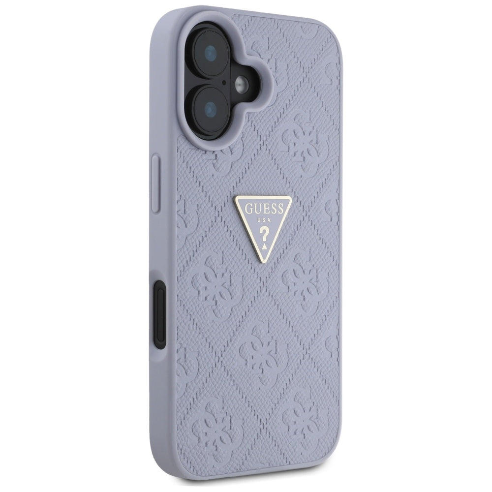 Etui na Apple iPhone 16, Guess, Hot Stamp 4G Pattern Triangle Logo, Jasny Fiolet