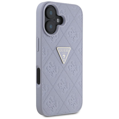 Etui na Apple iPhone 16, Guess, Hot Stamp 4G Pattern Triangle Logo, Jasny Fiolet