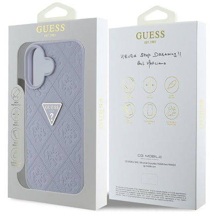Etui na Apple iPhone 16, Guess, Hot Stamp 4G Pattern Triangle Logo, Jasny Fiolet
