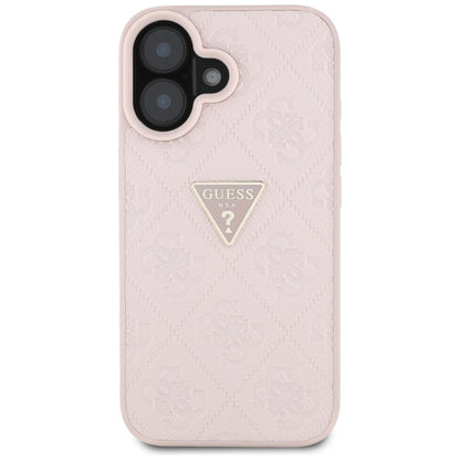 Etui na Apple iPhone 16, Guess, Hot Stamp 4G Pattern Triangle Logo, Różowy