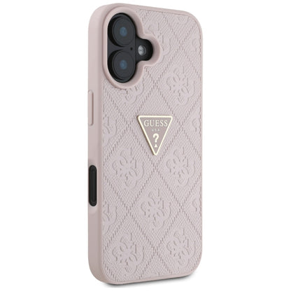 Etui na Apple iPhone 16, Guess, Hot Stamp 4G Pattern Triangle Logo, Różowy