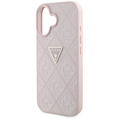 Etui na Apple iPhone 16, Guess, Hot Stamp 4G Pattern Triangle Logo, Różowy