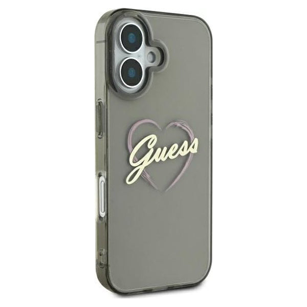 Etui na Apple iPhone 16, Guess, IML Heart, Czarne