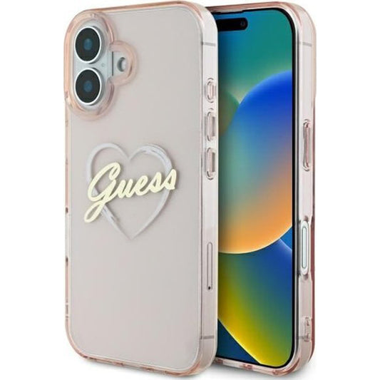 Etui na Apple iPhone 16, Guess, IML Heart, Różowy