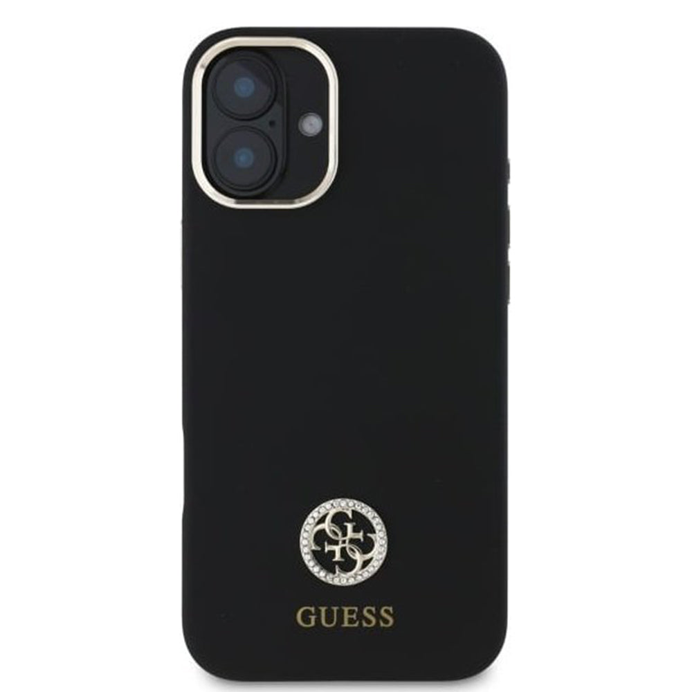 Etui na Apple iPhone 16, Guess, Logo Strass 4G, Czarne