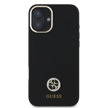 Etui na Apple iPhone 16, Guess, Logo Strass 4G, Czarne