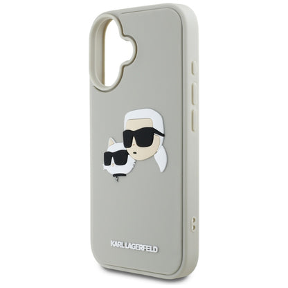 Etui na Apple iPhone 16, Karl Lagerfeld, 3D Rubber Karl & Choupette, Beżowy