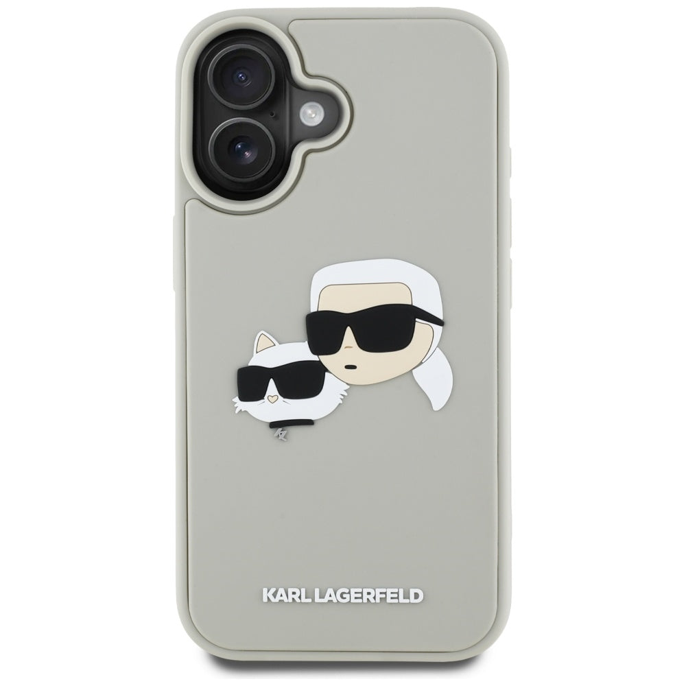 Etui na Apple iPhone 16, Karl Lagerfeld, 3D Rubber Karl & Choupette, Beżowy