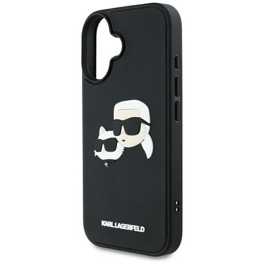 Etui na Apple iPhone 16, Karl Lagerfeld, 3D Rubber Karl & Choupette, Czarne