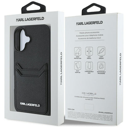 Etui na Apple iPhone 16, Karl Lagerfeld, Grained Cardslots, Czarne