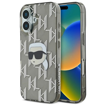 Etui na Apple iPhone 16, Karl Lagerfeld, IML Luxury Electroplated Karl's Head, Czarne