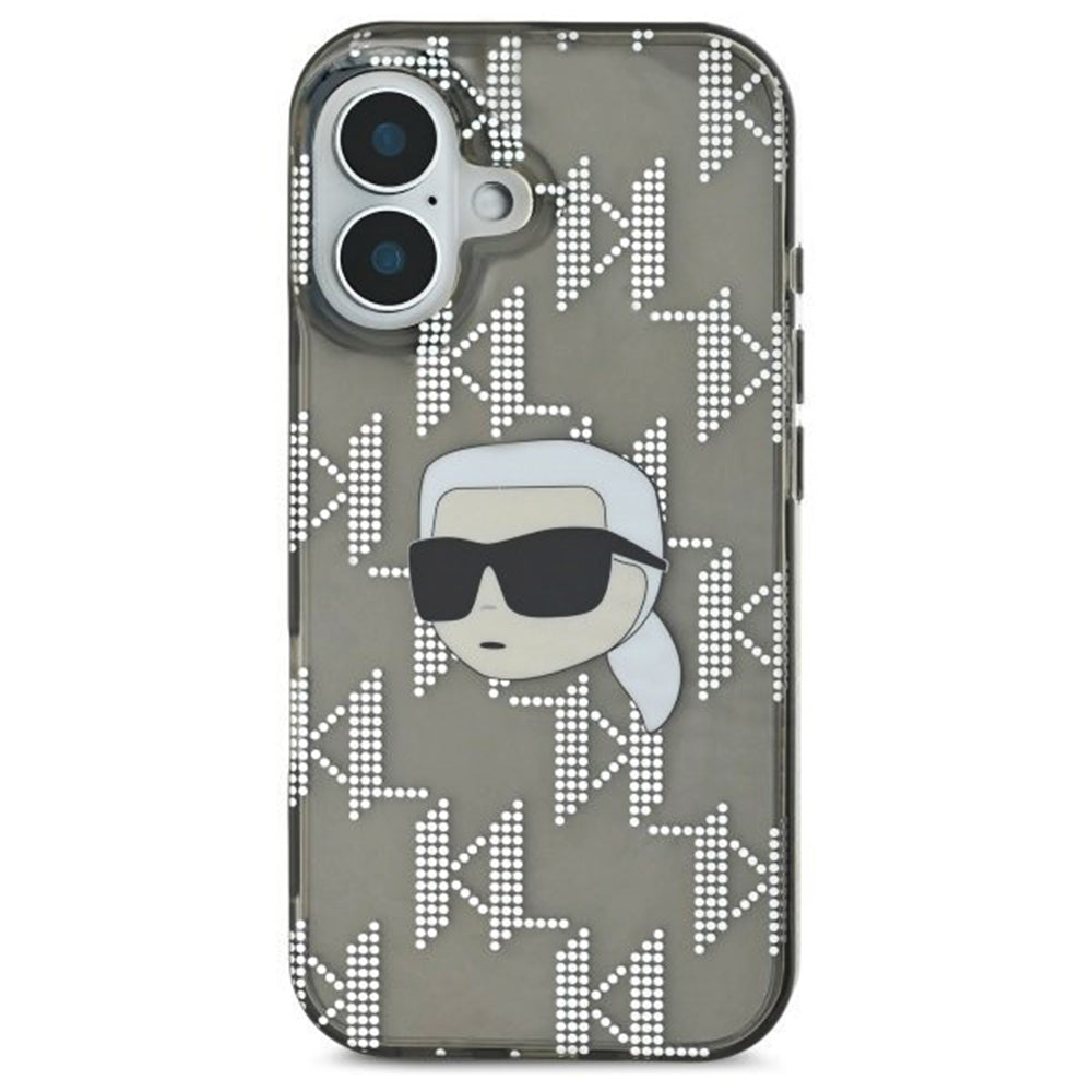 Etui na Apple iPhone 16, Karl Lagerfeld, IML Luxury Electroplated Karl's Head, Czarne