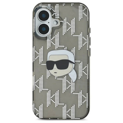 Etui na Apple iPhone 16, Karl Lagerfeld, IML Luxury Electroplated Karl's Head, Czarne