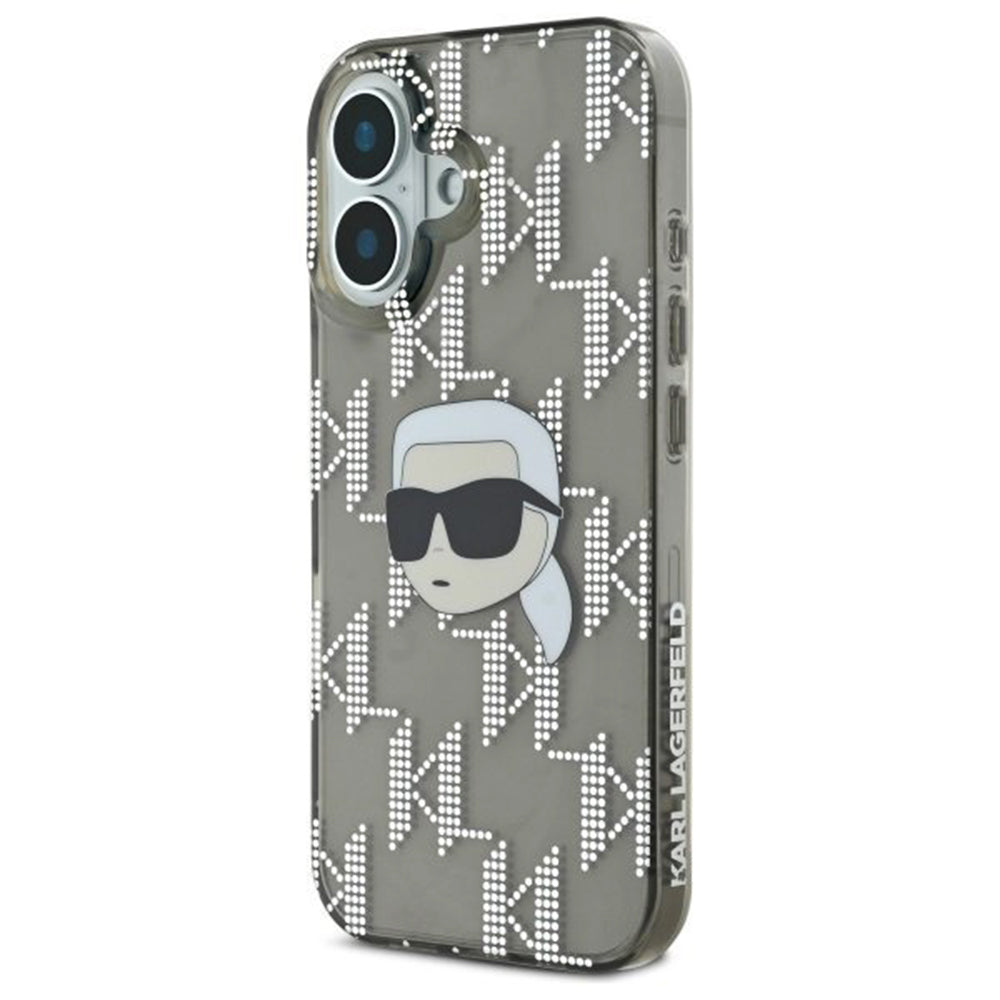 Etui na Apple iPhone 16, Karl Lagerfeld, IML Luxury Electroplated Karl's Head, Czarne