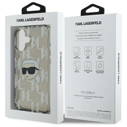 Etui na Apple iPhone 16, Karl Lagerfeld, IML Luxury Electroplated Karl's Head, Czarne