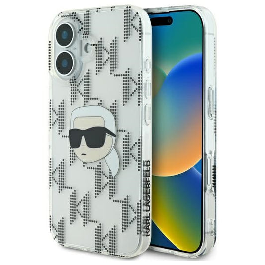 Etui na Apple iPhone 16, Karl Lagerfeld, IML Luxury Electroplated Karl's Head, Przezroczyste
