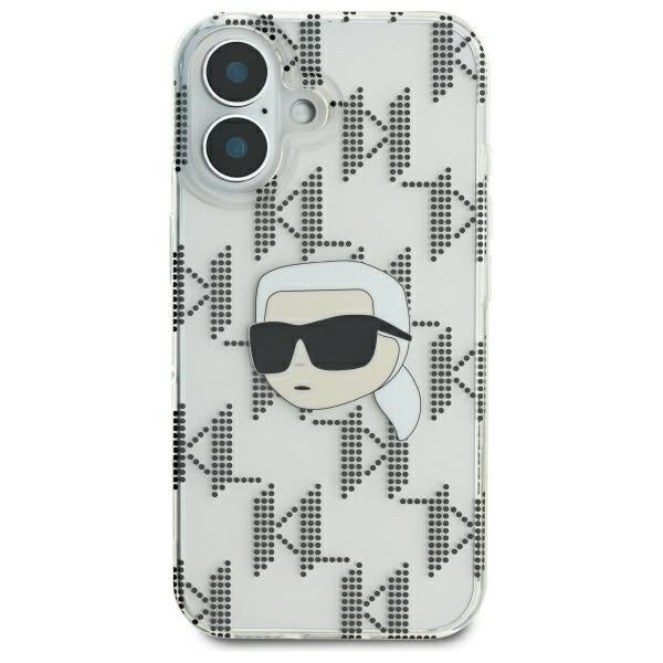 Etui na Apple iPhone 16, Karl Lagerfeld, IML Luxury Electroplated Karl's Head, Przezroczyste