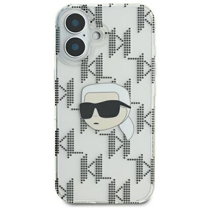 Etui na Apple iPhone 16, Karl Lagerfeld, IML Luxury Electroplated Karl's Head, Przezroczyste