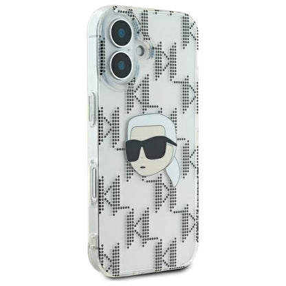 Etui na Apple iPhone 16, Karl Lagerfeld, IML Luxury Electroplated Karl's Head, Przezroczyste