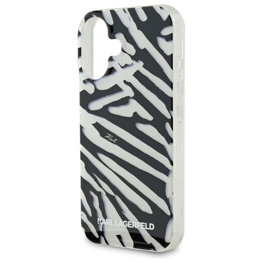 Etui na Apple iPhone 16, Karl Lagerfeld, IML Luxury Zebra Pattern with Strap, Czarne