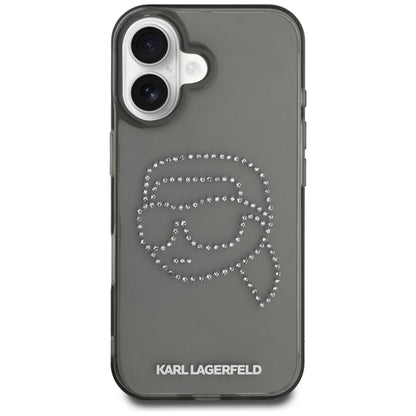Case for Apple iPhone 16, Karl Lagerfeld, IML Rhinestones Karl's Head, Black