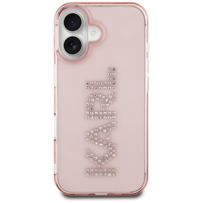 Etui na Apple iPhone 16, Karl Lagerfeld, IML Rhinestones Pink Logo, Różowy