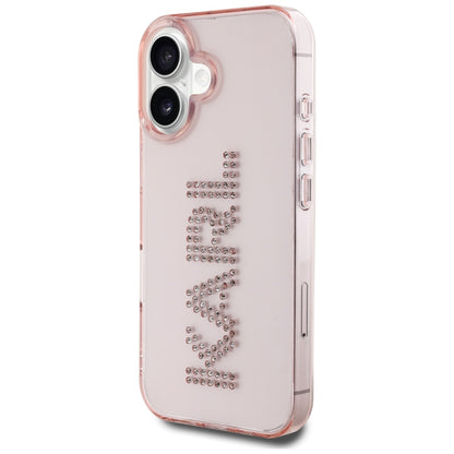 Etui na Apple iPhone 16, Karl Lagerfeld, IML Rhinestones Pink Logo, Różowy