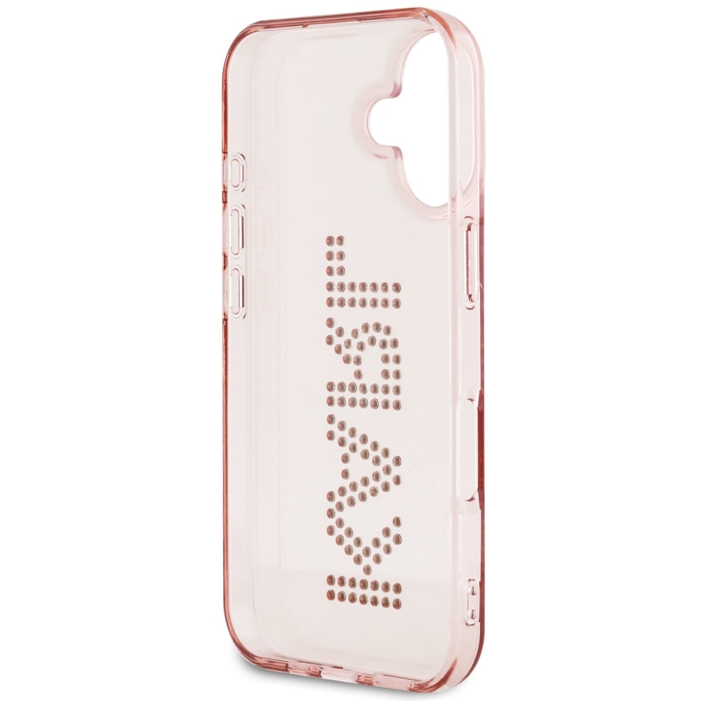 Etui na Apple iPhone 16, Karl Lagerfeld, IML Rhinestones Pink Logo, Różowy