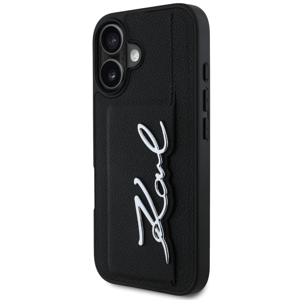 Etui na Apple iPhone 16, Karl Lagerfeld, Metal Signature, Czarne