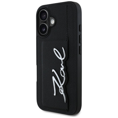 Etui na Apple iPhone 16, Karl Lagerfeld, Metal Signature, Czarne