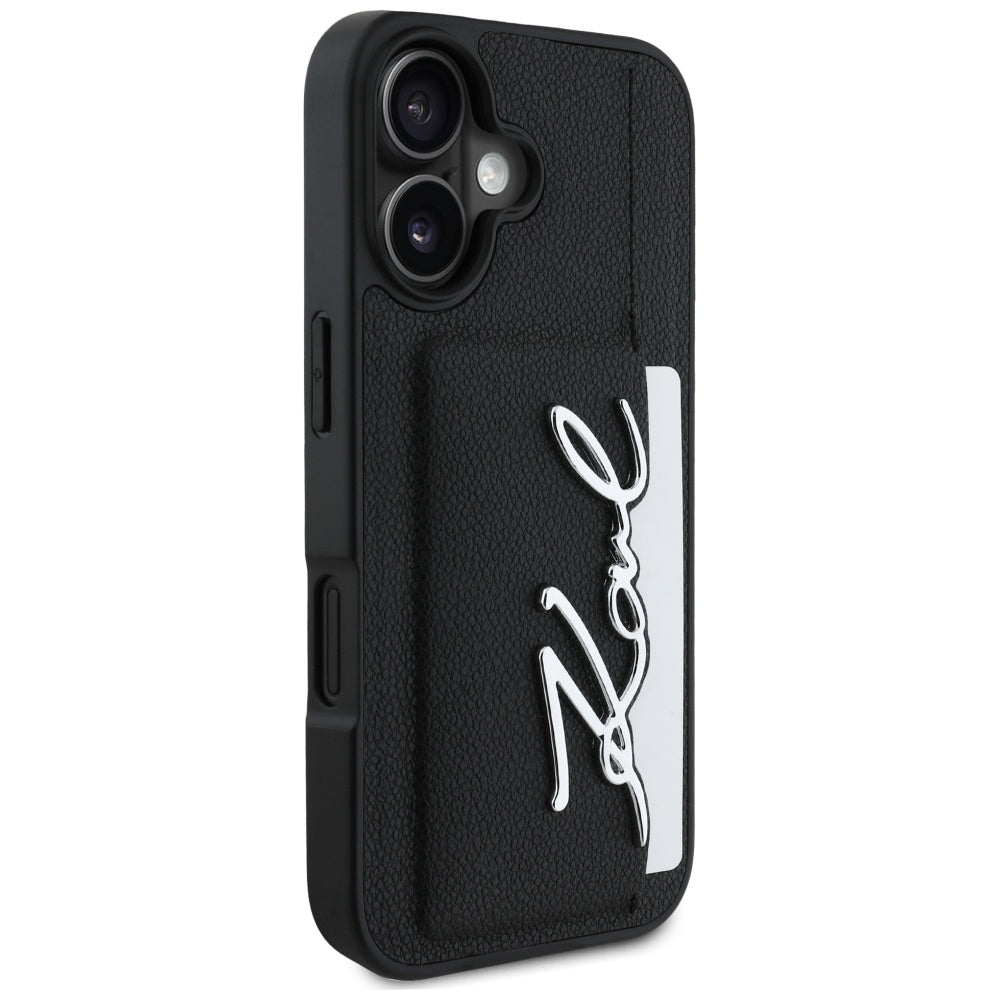 Etui na Apple iPhone 16, Karl Lagerfeld, Metal Signature, Czarne