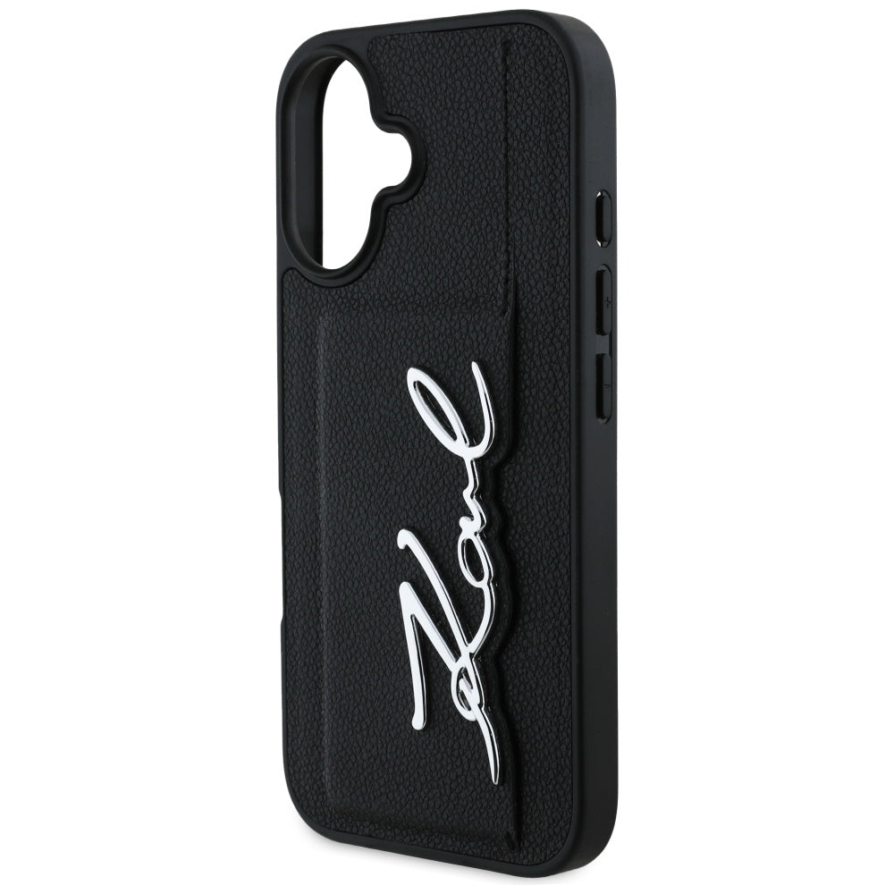 Etui na Apple iPhone 16, Karl Lagerfeld, Metal Signature, Czarne