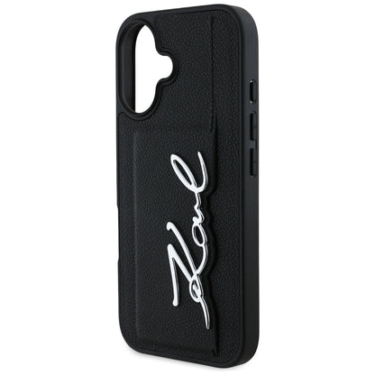 Etui na Apple iPhone 16, Karl Lagerfeld, Metal Signature, Czarne