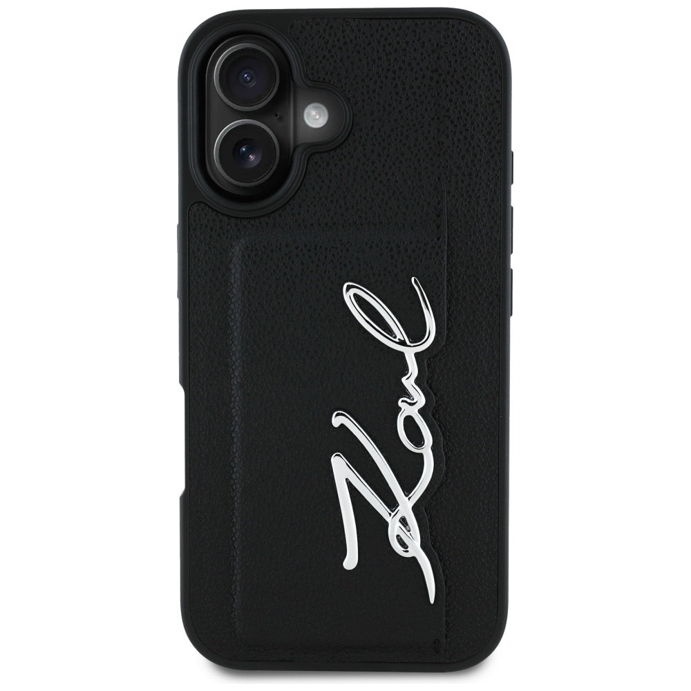 Etui na Apple iPhone 16, Karl Lagerfeld, Metal Signature, Czarne