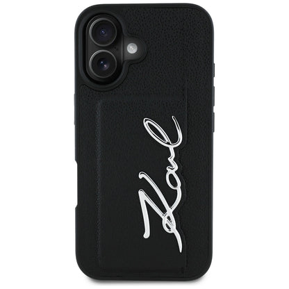 Etui na Apple iPhone 16, Karl Lagerfeld, Metal Signature, Czarne