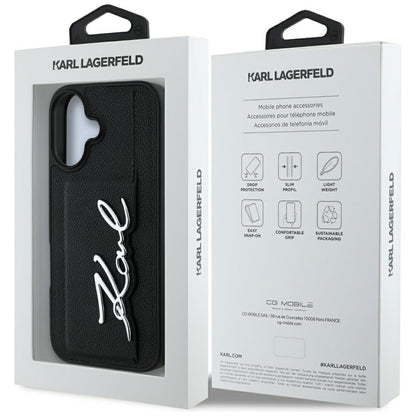 Etui na Apple iPhone 16, Karl Lagerfeld, Metal Signature, Czarne