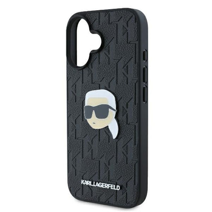 Etui na Apple iPhone 16, Karl Lagerfeld, Monogram Karl's Head, Czarne