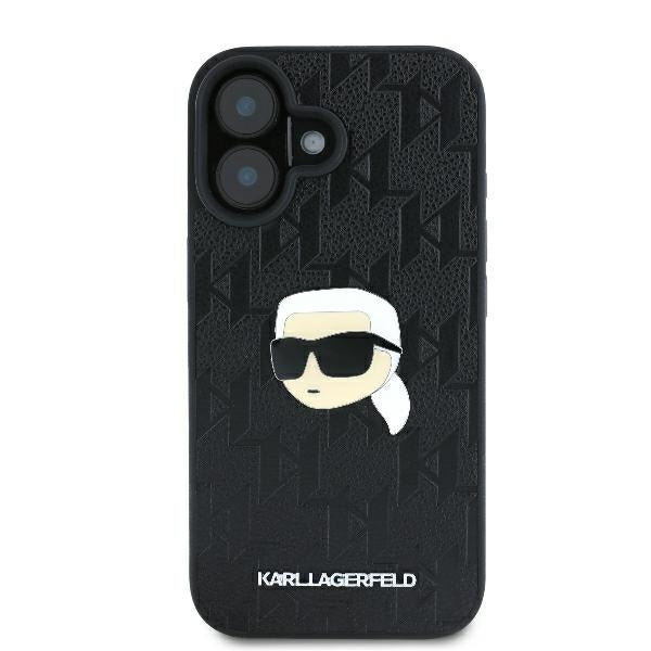 Etui na Apple iPhone 16, Karl Lagerfeld, Monogram Karl's Head, Czarne