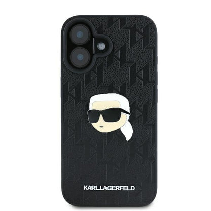 Etui na Apple iPhone 16, Karl Lagerfeld, Monogram Karl's Head, Czarne