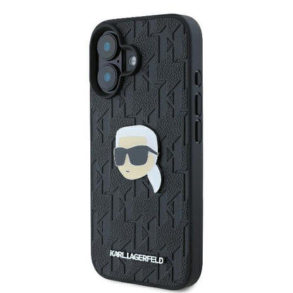 Etui na Apple iPhone 16, Karl Lagerfeld, Monogram Karl's Head, Czarne